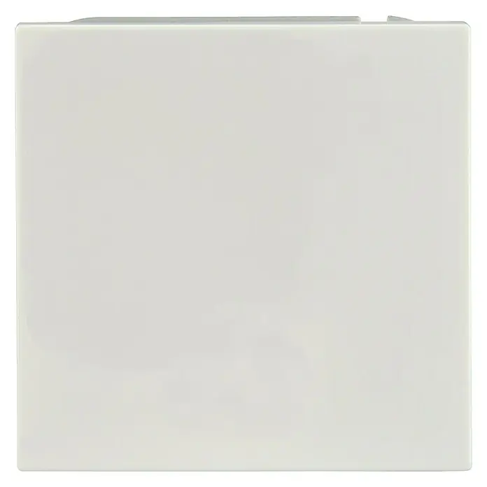 Voltomat Lena Wechselschalter - Polarweiß, Matt, Unterputzmontage, 10 A, 4 Stk. - Das Bild zeigt einen weißen quadratischen Lichtschalter, der sich durch seine schlichte, moderne Gestaltung und klare Linien auszeichnet.