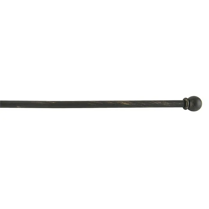 Barra para visillo Deco Esfera - Largo: 50 cm, Negro Oro - Primer plano de una barra de cortina ornamentada, de color bronce, con remate de bola. Elegancia para cualquier ventana.