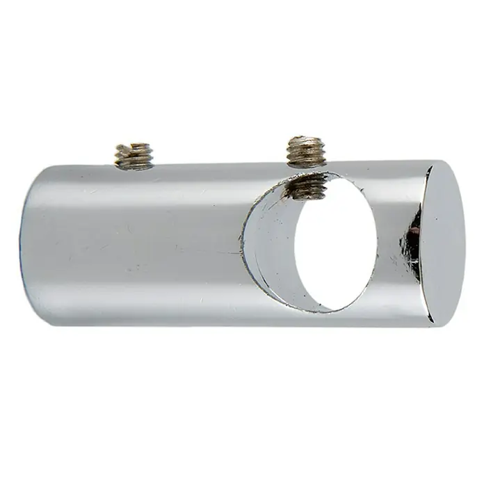 Soporte de pared Cilindro Central - L x An x Al: 4 x 1,6 x 1,6 cm, Diámetro: 12 mm, Metal, Cromo - Soporte de color cromado para barra de cortina con dos tornillos para sujetar la barra en su lugar.