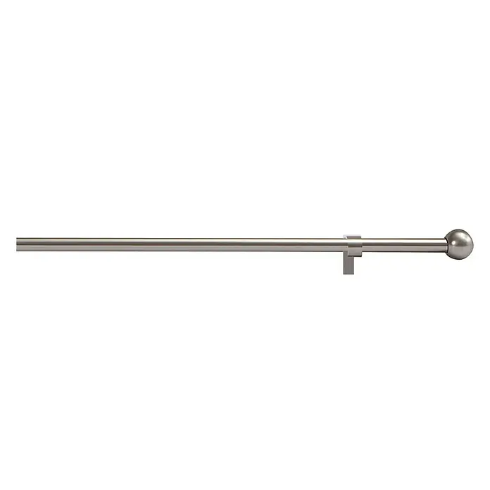 Barra para visillo Modelo Esfera2 plateado - Ø x L: 11 mm x 120 cm, Metal - Captura de una barra de cortina de níquel cepillado con terminales de bola, que ofrece un toque elegante y moderno para cualquier decoración de ventanas.