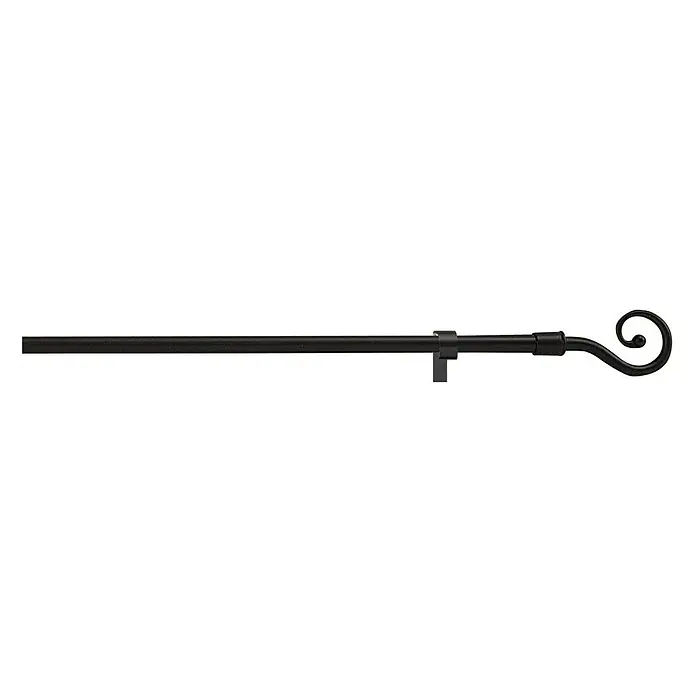 Barra para visillo Modelo Báculo negro - Ø x L: 11 mm x 120 cm, Metal - Barra de cortina negra con extremo decorativo. La barra robusta asegura un aspecto elegante y una fijación segura para las cortinas.