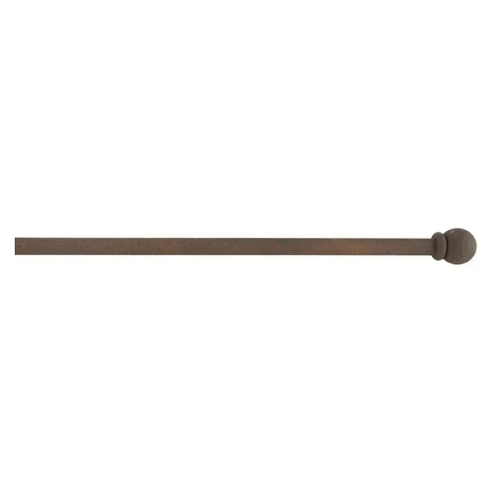 Barra para visillo Deco Esfera óxido - Largo: 50 cm, Oxido - Primer plano de una barra de cortina con extremo esférico en un tono marrón rústico, ideal para decoraciones de ventanas clásicas.
