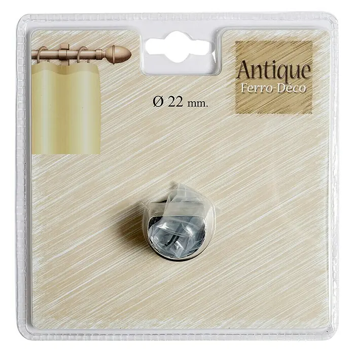 Soporte de pared Antique - L x An x Al: 2,35 x 3,1 x 3,1 cm, Diámetro: 22 mm, Metal - Detalle de un paquete de soporte de barra de cortina "Antique Ferro-Deco", diámetro 22 mm, ideal para una decoración elegante.