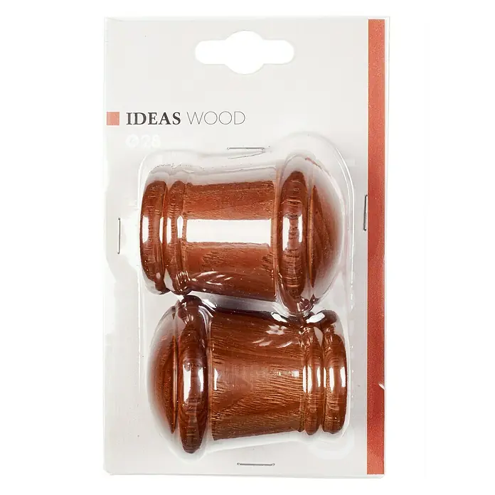 Tapa final Ideas wood cono - Cedro, 2 ud. - Paquete de dos remates de barra de cortina de madera marrón de Ideas Wood para barras de cortina.