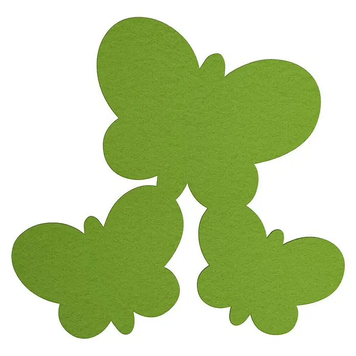 Vinilo de pared mariposas - Verde, Textil - Decoración de pared de mariposa de fieltro verde, ideal para habitaciones infantiles o como un accesorio lúdico que aporta color y alegría.