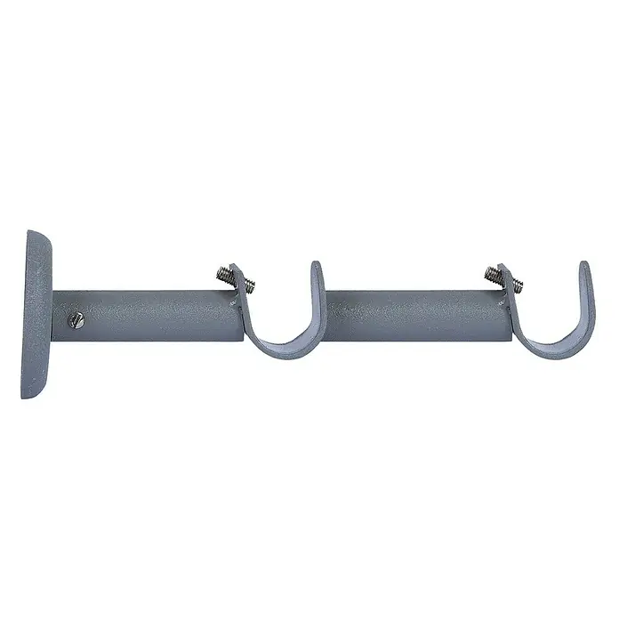 Soporte de pared doble Nordic - L x An x Al: 17,8 x 5 x 5 cm, Diámetro: 19 mm, Metal, Gris - Barra de cortina doble gris para montaje en pared con dos soportes para sujetar dos cortinas.