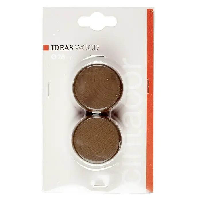 Tapones terminales Ideas Wood - Cebrano, 2 ud. - Botones de madera, ideales para reparaciones de muebles. Las tapas de 28 mm en blíster son útiles para ocultar agujeros de tornillos y embellecer muebles.