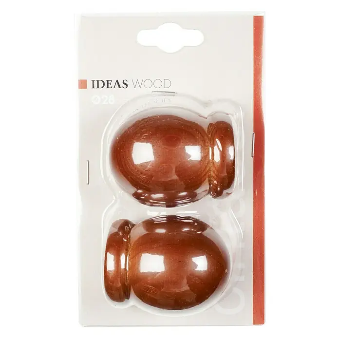 Tapa final Ideas wood - Cedro, 2 ud. - Un par de pomos de madera para muebles en un embalaje transparente, ideales para renovar muebles con estilo.