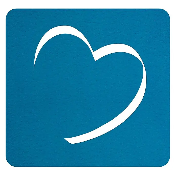 Vinilo de pared Corazón - Turquesa, Textil - Diseño en forma de corazón sobre fondo azul, que transmite afecto y emociones positivas, ideal para mensajes sinceros.