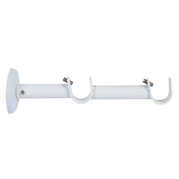 Soporte de pared doble Nordic - L x An x Al: 17,8 x 5 x 5 cm, Diámetro: 19 mm, Metal, Blanco - Imagen de una barra de cortina doble blanca para montaje en pared, perfecta para colgar cortinas en espacios habitables.
