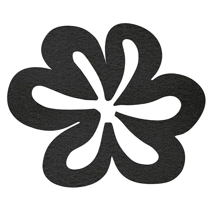 Vinilo de pared Flor - 27 x 23 cm, Negro, Textil - Forma floral negra con seis pétalos, que ofrece un elemento de diseño moderno y elegante para diversas aplicaciones.