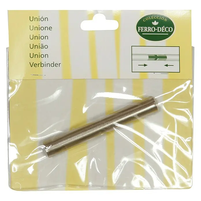 Elemento de unión de barra Ferro deco - 9,3 x 1,4 x 1,4 cm, Gris - Conector de tubo "Ferro-Déco" empaquetado para conectar barras de cortina. Conector metálico en dorado, para alargar barras.