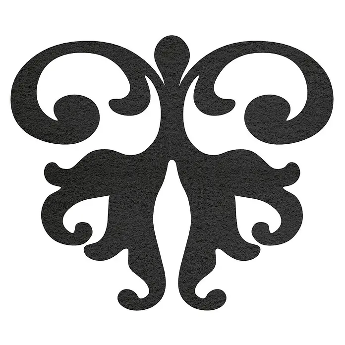Vinilo de pared barroco 1 - Negro, Textil - Ornamento floral abstracto decorativo en negro. Diseño adornado para proyectos artísticos y decoraciones.
