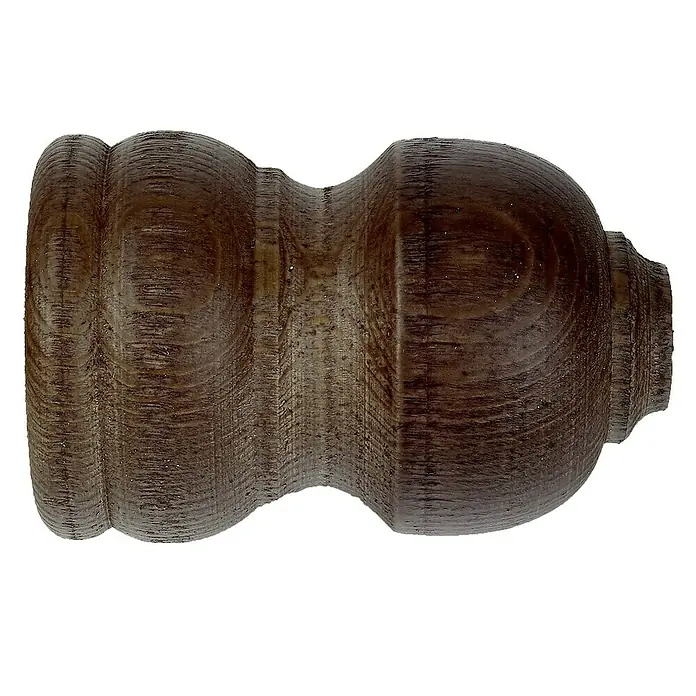 Tapa final Ideas wood Classic - Nogal, 2 ud. - Producto torneado de madera con grano de madera oscuro.