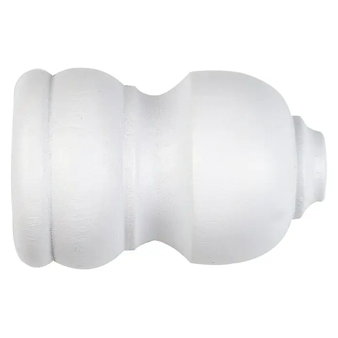 Tapa final Ideas wood Classic - Blanco, 2 ud. - Primer plano de un tope de rebote blanco, que proporciona una excelente amortiguación y protección contra impactos para tu vehículo.