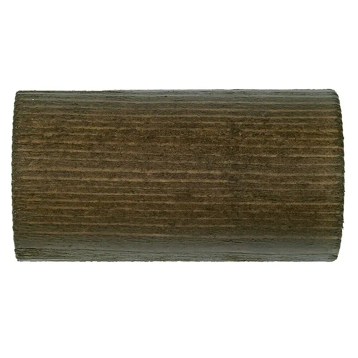 Elemento de unión de barra Ideas wood - Cebrano, L x An x Al: 7 x 3,8 x 3,8 cm - Primer plano de una parte de un producto oscuro, color madera, que muestra una veta distintiva y una textura cálida y natural.