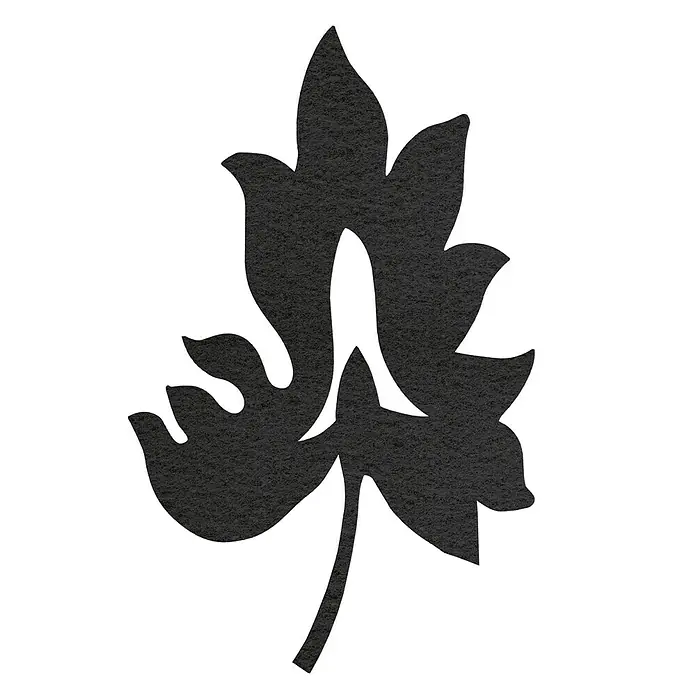 Vinilo de pared Barroco 2 - Negro, Textil - Forma de hoja negra con venas definidas y una textura similar al fieltro, que promete una experiencia táctil única.