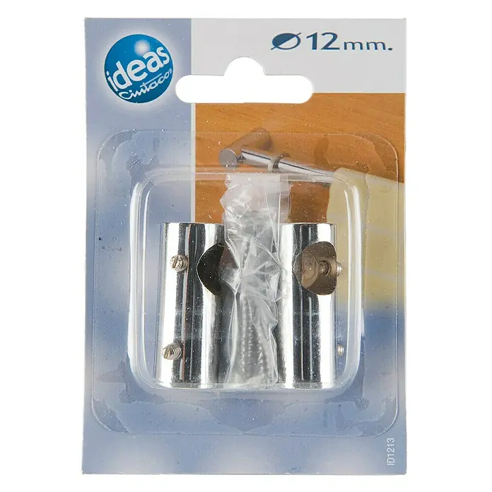 Soporte de pared Cilindro 3 cm - L x An x Al: 4 x 1,6 x 1,6 cm, Diámetro: 12 mm, Metal - Embalaje con soportes cromados para barras de cortina (12 mm de diámetro) y tornillos de fijación para montaje en pared.