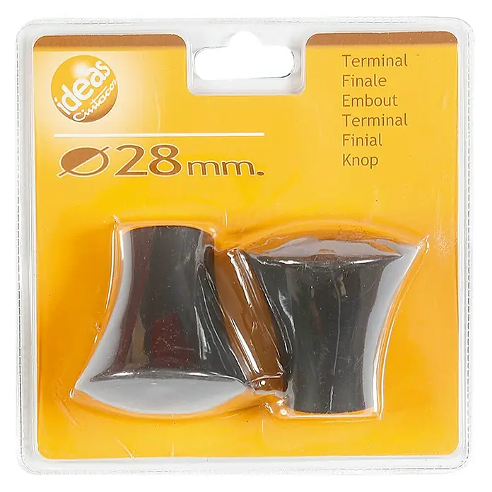 Tapa final Cónica Ideas 28 - Negro, 2 ud. - Paquete de dos tapones negros de 28 mm de diámetro para muebles o barandillas para cubrir los extremos de los tubos.