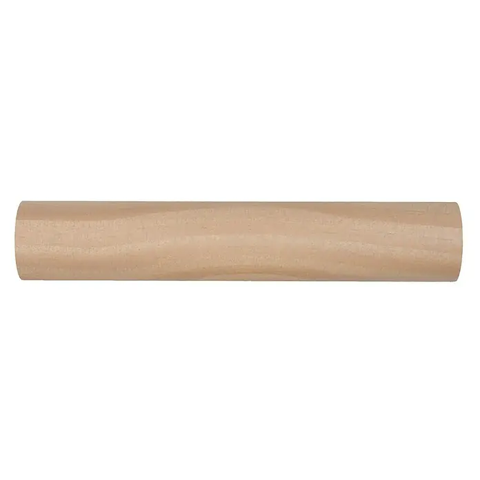Barra para cortinas Ideas Wood - Ø x L: 28 mm x 200 cm, Madera, Fresno - Primer plano de una clavija de madera clara, ideal para manualidades y proyectos de bricolaje. El producto es liso y sin terminar.