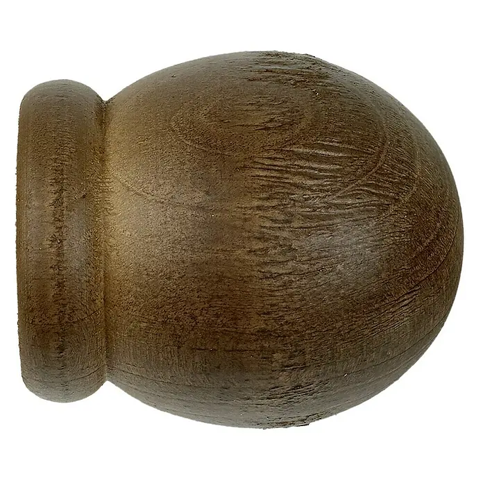 Tapa final Ideas wood esfera cebrano - 2 ud. - Primer plano de un tirador de mueble marrón oscuro con vetas de madera. Ideal para cajones, armarios y más.