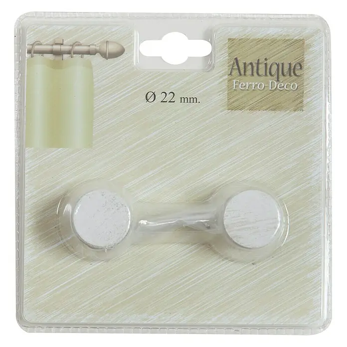 Tapones terminales modelo Tapón - Blanco-Beige, 2 ud. - Abrazaderas magnéticas para cortinas "Antique Ferro-Deco" (Ø 22 mm) empaquetadas para sujeción elegante.