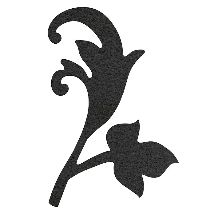 Vinilo de pared Barroco 3 - Negro, Textil - Elegante ornamento floral en negro con remolinos y hojas decorativas, ideal para proyectos de diseño y embellecimientos.