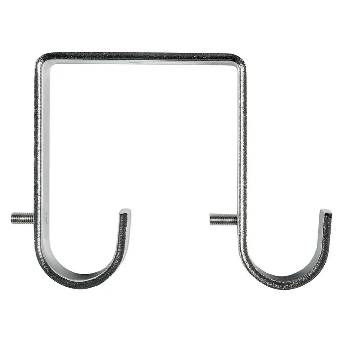 Soporte de techo para barra de cortina doble Tendencias Cromo - 7,7 x 9,5 x 1,6 cm, Diámetro: 22 mm, Montaje en el techo - Gancho de metal con dos colgadores y tornillos para el montaje, ideal para colgar objetos.