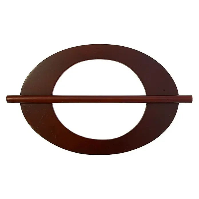 Agarre para cortinas Eclipse Mukali cerezo - Cortinas - Elegante clip ovalado de madera para el cabello con palo a juego. Un accesorio elegante para peinados recogidos.