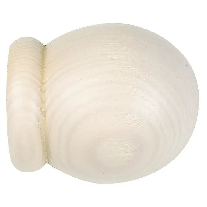Tapa final Ideas wood esfera yeso - 2 ud. - Primer plano de un pomo de mueble de madera, ideal para armarios o cajones, con un acabado blanco natural y fibra de madera visible.