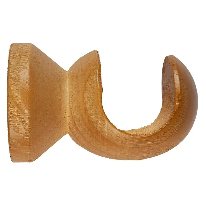 Soporte de techo Ideas Wood - Haya, Barras para las cortinas de Ø 28 mm - Primer plano de un soporte de barra de cortina de madera, ideal para estilos de decoración clásicos y rústicos. Práctico y elegante.