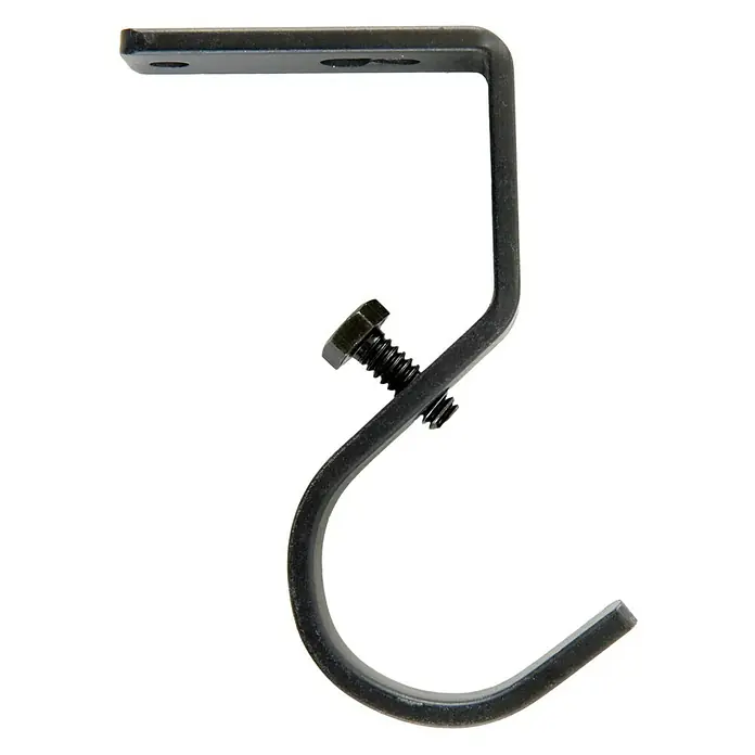 Soporte de techo Ideas Cintacor - Negro, L x An x Al: 7,6 x 1,6 x 5,4 cm, Atornillado - Soporte de barra de cortina de metal negro con tornillo de fijación, para sujetar una barra de cortina.