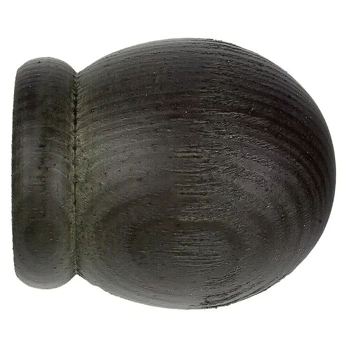 Tapa final Ideas wood esfera fumé - 2 ud. - Primer plano de un pomo de madera esférico y oscuro con grano visible. Perfecto para muebles o decoraciones.