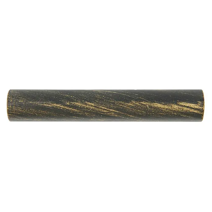 Barra para cortinas Antique oro y negro - Ø x L: 22 mm x 250 cm, Metal - Primer plano de un elegante tapón de extremo de barra de cortina con acabado en oro antiguo, que añade un toque de encanto vintage a cualquier cortina.