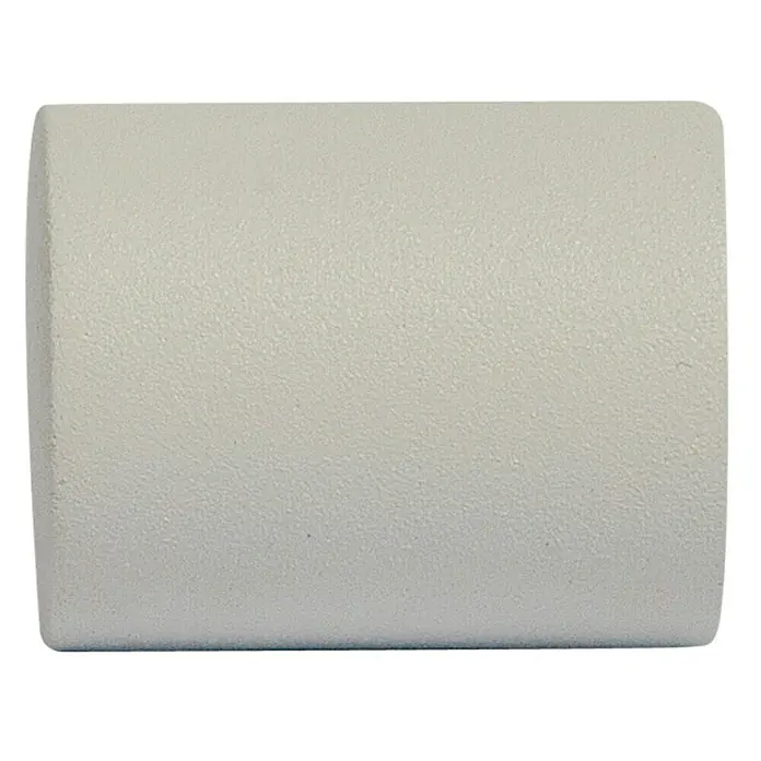 Tapones terminales Loft - Blanco, 2 ud. - Primer plano de un pomo cilíndrico gris con bordes redondeados y una superficie ligeramente texturizada.