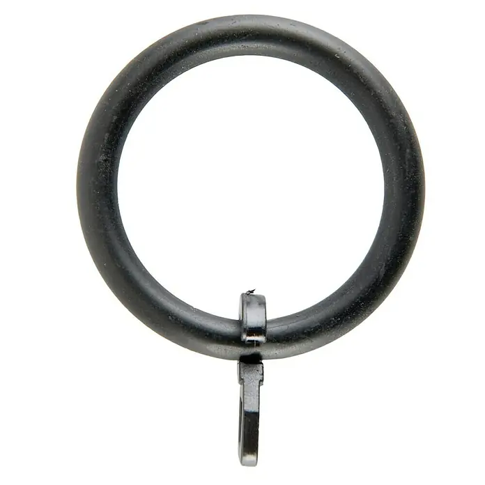 Anilla para cortinas Ferro deco - Diámetro: 16 mm, Metal - Primer plano de un anillo de cortina metálico con lazo para sujeción. Perfecto para una decoración de ventana elegante y sencilla.