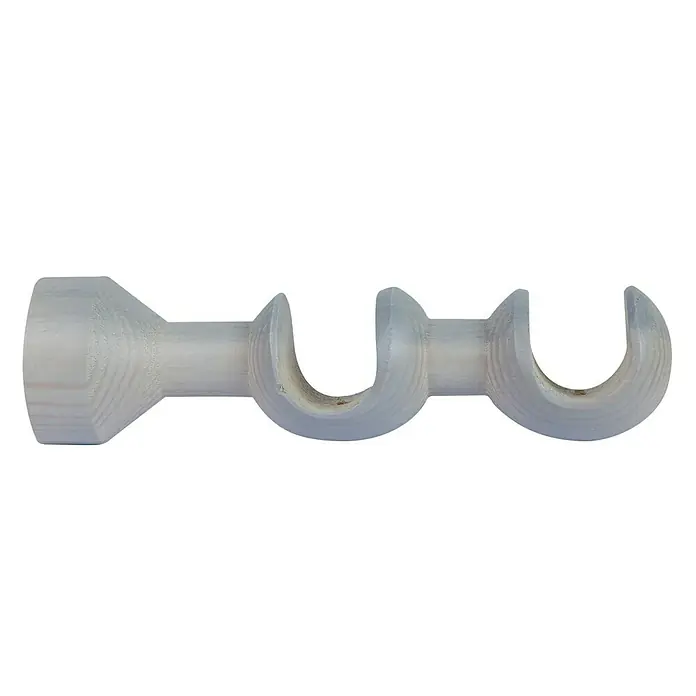 Soporte de pared Doble Ideas 28 - L x An x Al: 19,1 x 5,2 x 5,2 cm, Diámetro: 28 mm, Madera, Gris - Barra de cortina de madera con soporte triple para cortinas, visillos y decoración del hogar.