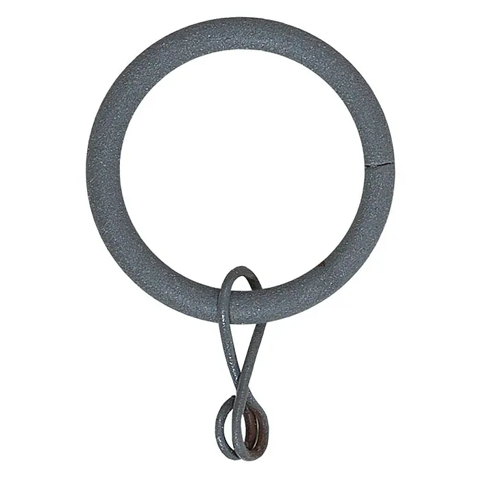 Anilla para cortinas Nordic - 8 ud., Diámetro: 19 mm, Gris - Anilla de cortina gris oscuro texturizada con un gancho de alambre trenzado.