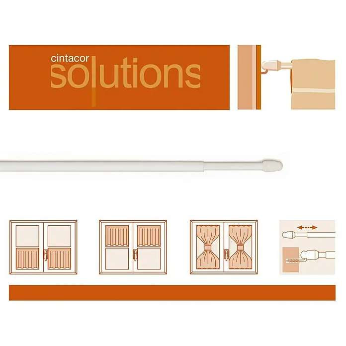 Barra para visillo plano - Largo: 40 cm, Blanco - Exhibición del producto de una barra de cortina CINTACOR con varios ejemplos de aplicación.