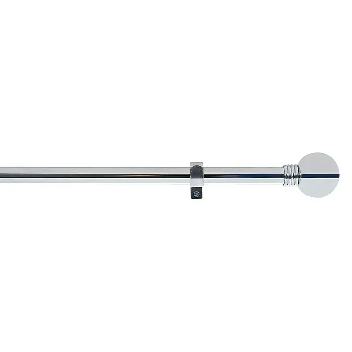 Barra para cortinas Esfera Anillo - Ø x L: 19 x 160 mm, Metal, Cromo - Elegante barra de cortina cromada con pieza final y soporte. Ideal para decoraciones de ventanas modernas y espacios de estar elegantes.
