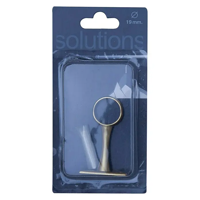 Soporte de pared central Solutions bronce - L x An x Al: 6,2 x 2,4 x 1 cm, Diámetro: 19 mm, Metal - Un soporte de barra de cortina empaquetado con un diámetro de 19 mm, presentado en un embalaje de venta al por menor.