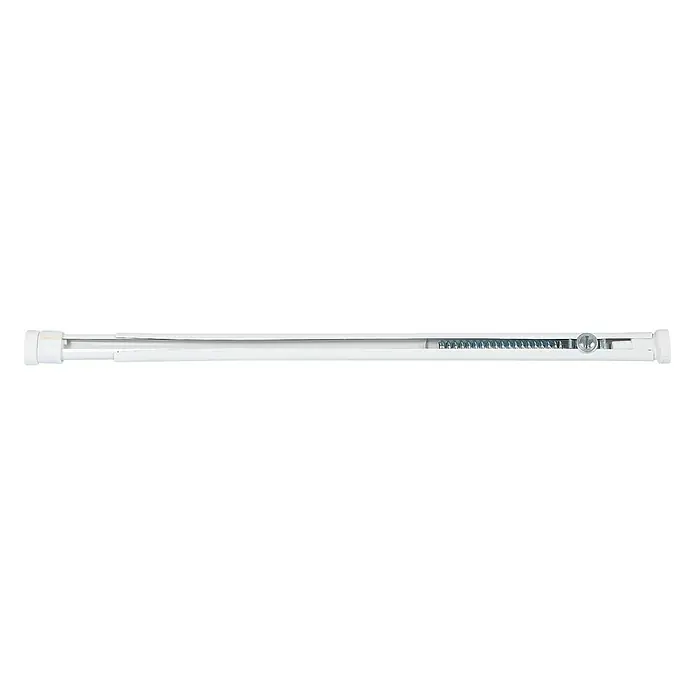 Barra para visillo Modelo Oval Force - Ø x L: 15 mm x 90 cm, Metal, Blanco - Esta imagen muestra una barra de cortina de ducha blanca y extensible, un accesorio de baño práctico que combina funcionalidad con un diseño sencillo.