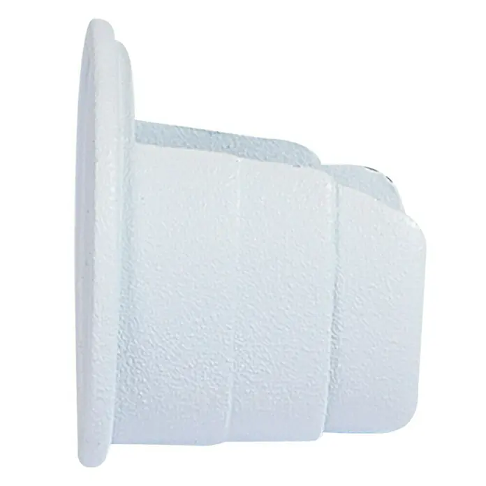 Soporte de pared Nordic - L x An x Al: 2,1 x 2,8 x 2,8 cm, Diámetro: 19 mm, Metal, Blanco - Primer plano de un extremo de barra de cortina blanco, que muestra un diseño simple y funcional.\n