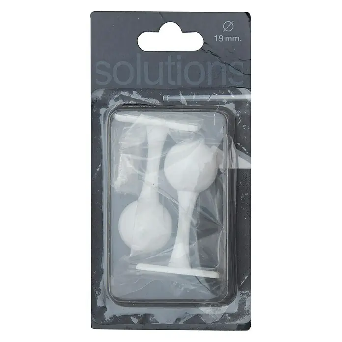 Tapones terminales Soporte - Blanco, 2 ud., Específico para: Para barras con un diámetro de 19 mm - Paquete de dos protectores de fieltro blancos para muebles con un diámetro de 19 mm, diseñados para proteger los suelos de arañazos.