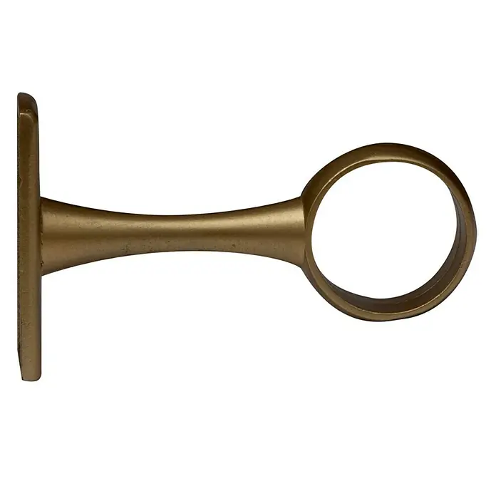 Soporte de pared central Solutions bronce - L x An x Al: 6,2 x 2,4 x 1 cm, Diámetro: 19 mm, Metal - Primer plano de un soporte dorado para barra de cortina, que muestra su diseño elegante y construcción robusta.