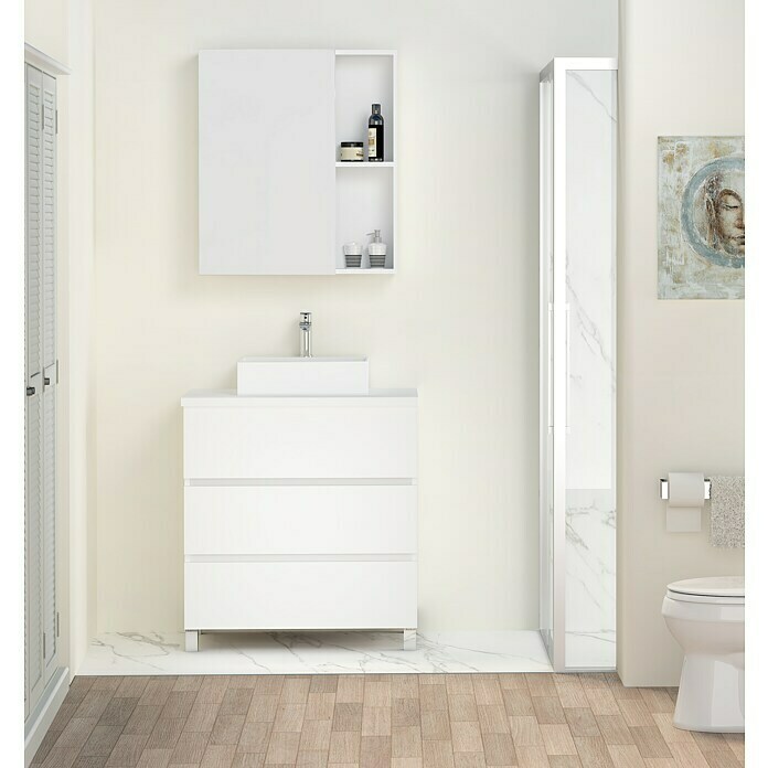 Mueble de lavabo Colours (46 x 60 x 83 cm, Blanco seda, Mate)