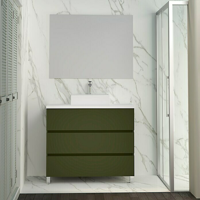 Mueble de lavabo Colours (46 x 90 x 83 cm, Musgo, Mate)