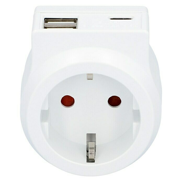 Voltomat ZwischensteckerWeiß, USB-A-Buchse, USB-C-Buchse, IP20 Front View