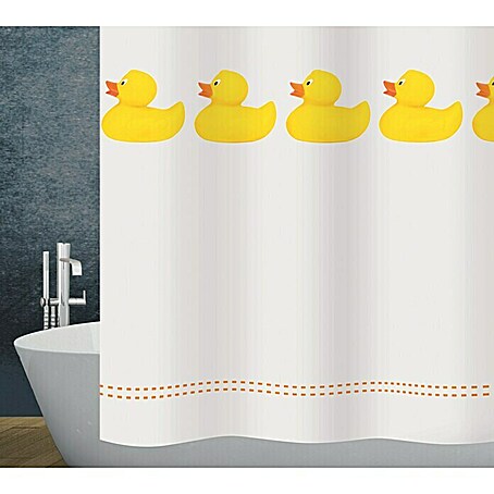 Diaqua Textil-Duschvorhang Duckie (120 x 200 cm, Weiß)
