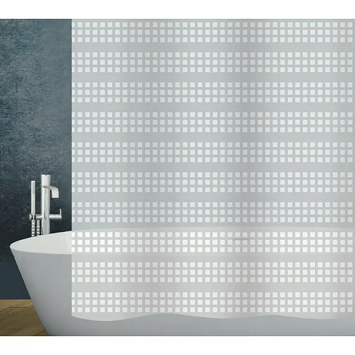 Diaqua Peva Duschvorhang Mosaik180 x 200 cm, Grau/Weiß - Dekorfolie mit quadratischem Muster für Badezimmerfenster, die Privatsphäre bietet und gleichzeitig Licht hereinlässt. Eine stilvolle Ergänzung für jedes Badezimmer.